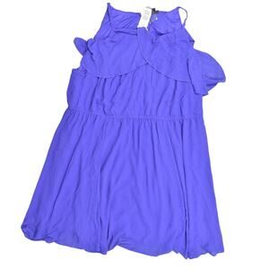 NEW Torrid Size 4 Plus Blue A-Line Midi Dress Blue Chiffon Tulip ColdShoulder